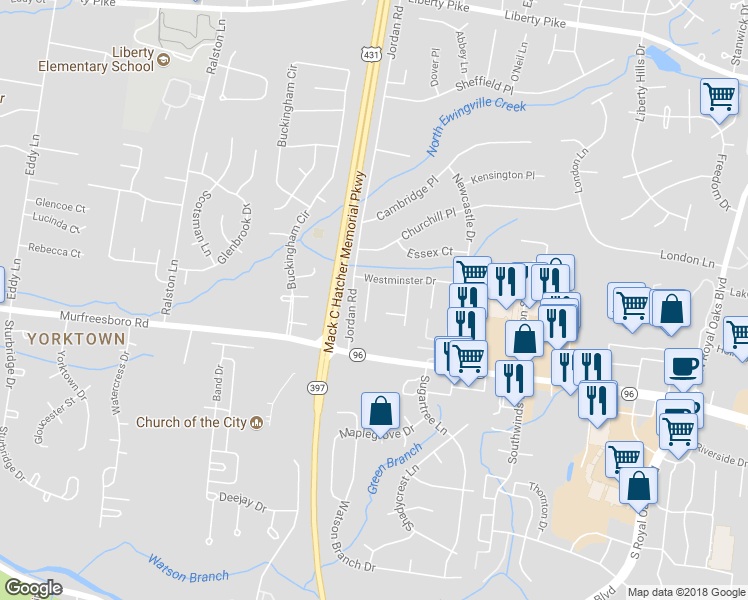 map of restaurants, bars, coffee shops, grocery stores, and more near 709 Heritage Court in Franklin