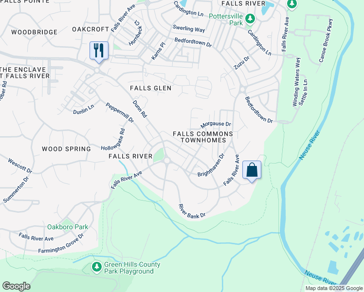 map of restaurants, bars, coffee shops, grocery stores, and more near 10801 Cokesbury Lane in Raleigh