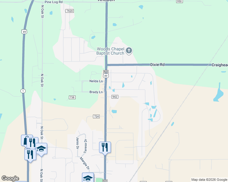 map of restaurants, bars, coffee shops, grocery stores, and more near 106 Harper Drive in Brookland