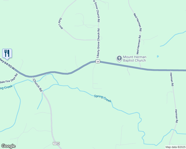 map of restaurants, bars, coffee shops, grocery stores, and more near Ellendale Lane in Alexander County