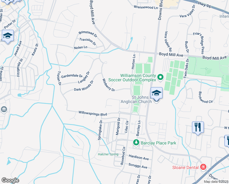 map of restaurants, bars, coffee shops, grocery stores, and more near 3149 Winberry Drive in Franklin