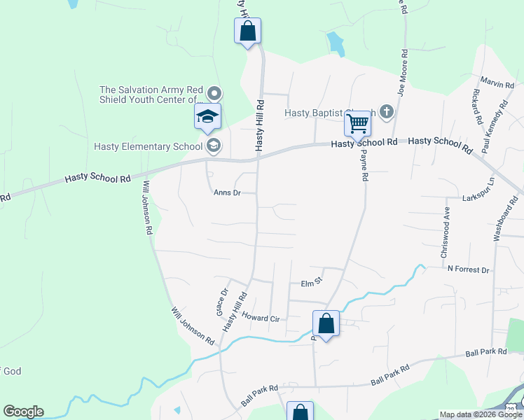 map of restaurants, bars, coffee shops, grocery stores, and more near 2 Buck Forest Lane in Thomasville