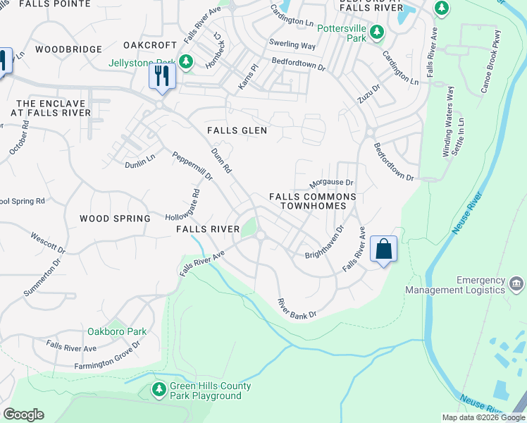 map of restaurants, bars, coffee shops, grocery stores, and more near 10720 Cokesbury Lane in Raleigh