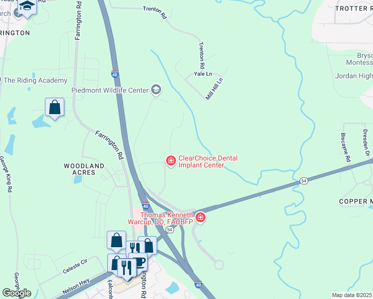 map of restaurants, bars, coffee shops, grocery stores, and more near 270 Leigh Farm Road in Durham