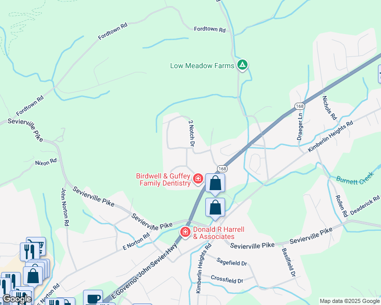 map of restaurants, bars, coffee shops, grocery stores, and more near 1000 2 Notch Drive in Knoxville