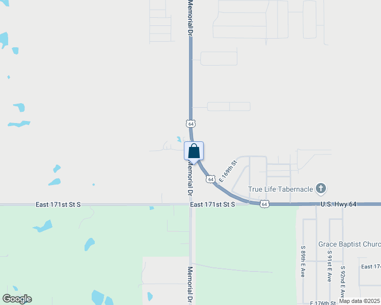 map of restaurants, bars, coffee shops, grocery stores, and more near 16841 South Memorial Drive in Bixby