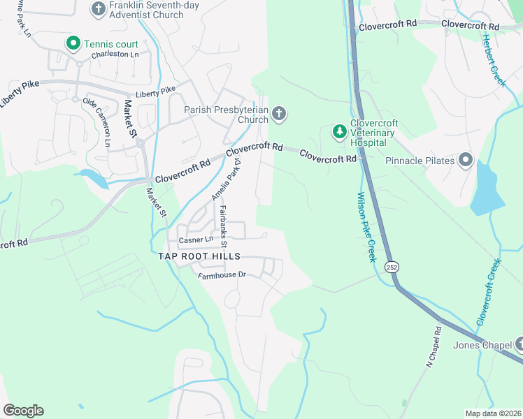 map of restaurants, bars, coffee shops, grocery stores, and more near 4163 Clovercroft Road in Franklin