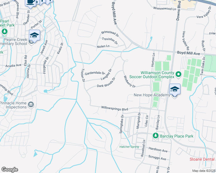 map of restaurants, bars, coffee shops, grocery stores, and more near 3235 Dark Woods Drive in Franklin