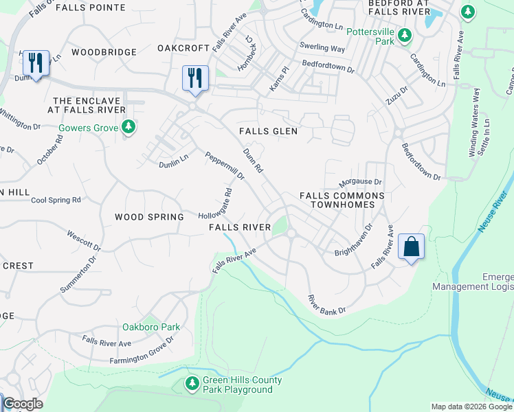 map of restaurants, bars, coffee shops, grocery stores, and more near 10539 Cokesbury Lane in Raleigh