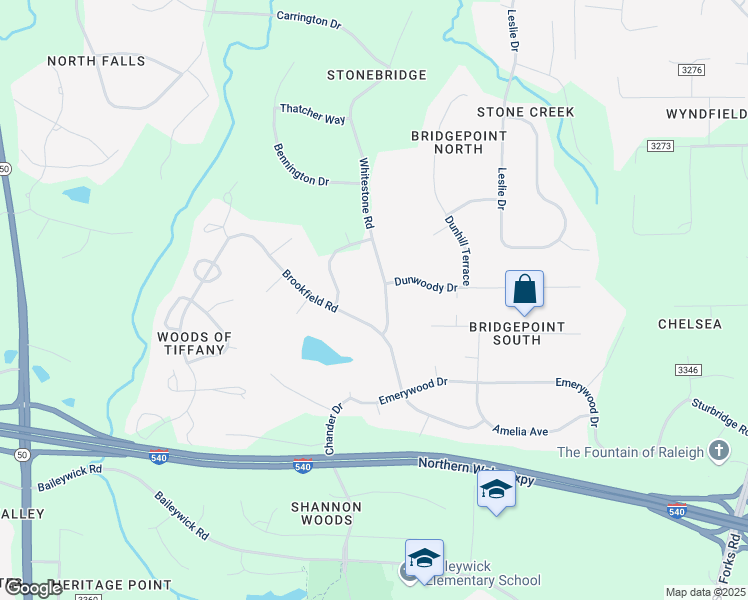 map of restaurants, bars, coffee shops, grocery stores, and more near 704 Brookfield Road in Raleigh