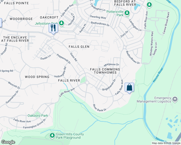 map of restaurants, bars, coffee shops, grocery stores, and more near 10720 Cokesbury Lane in Raleigh