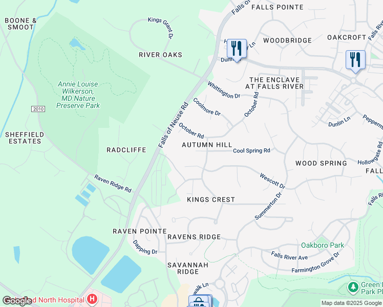 map of restaurants, bars, coffee shops, grocery stores, and more near 1300 Cool Spring Road in Raleigh