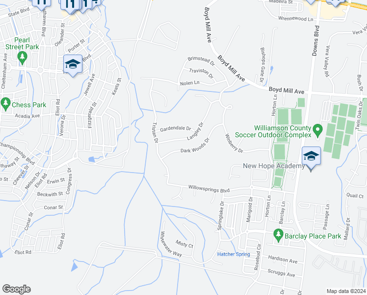 map of restaurants, bars, coffee shops, grocery stores, and more near 3244 Dark Woods Drive in Franklin