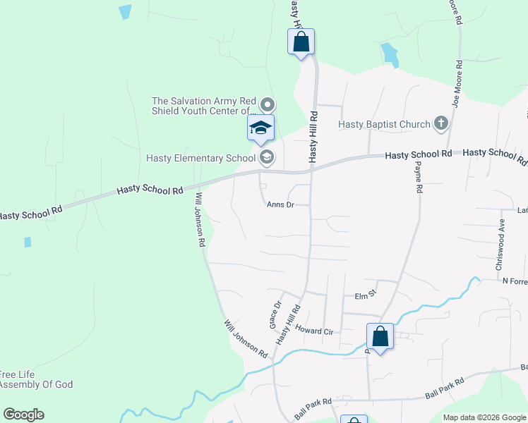 map of restaurants, bars, coffee shops, grocery stores, and more near 18 Stoney Point Court in Thomasville