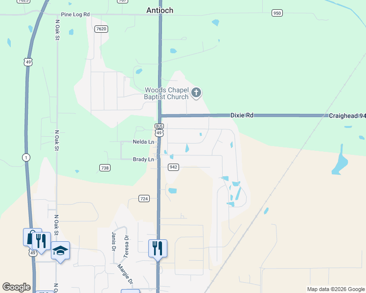 map of restaurants, bars, coffee shops, grocery stores, and more near 113 Sophie Drive in Brookland
