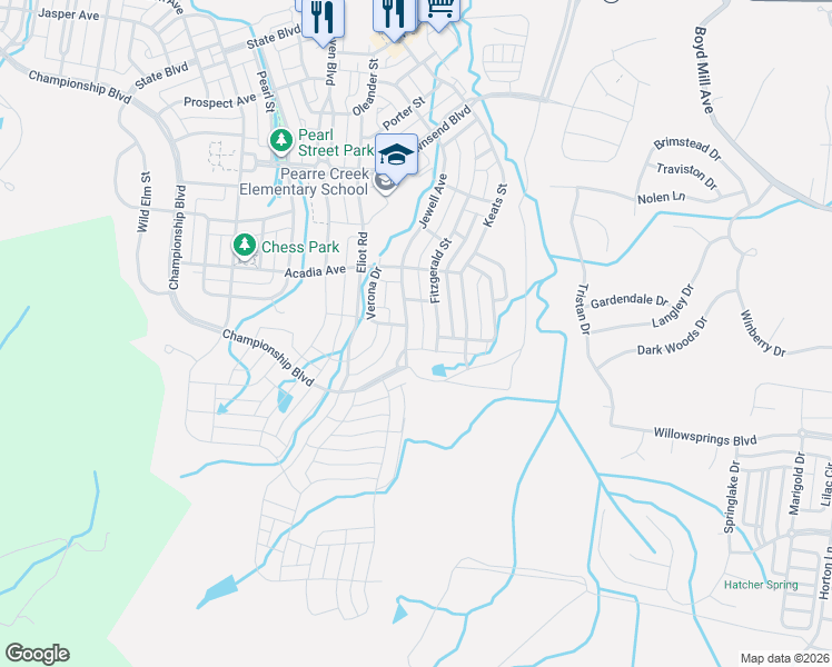 map of restaurants, bars, coffee shops, grocery stores, and more near 1350 Jewell Avenue in Franklin