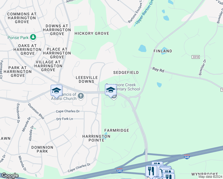 map of restaurants, bars, coffee shops, grocery stores, and more near 11201 Sedgefield Drive in Raleigh