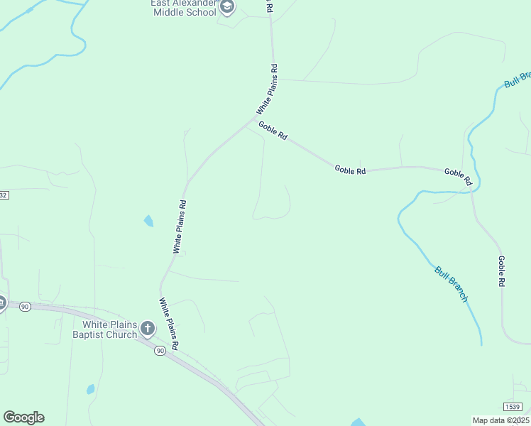 map of restaurants, bars, coffee shops, grocery stores, and more near Pine Valley Lane in Alexander County