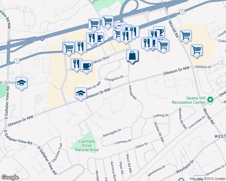map of restaurants, bars, coffee shops, grocery stores, and more near 7914 Gleason Drive in Knoxville