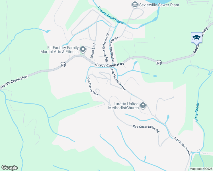 map of restaurants, bars, coffee shops, grocery stores, and more near 2020 Destiny Way in Sevierville