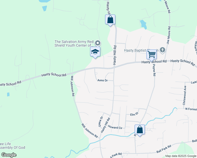 map of restaurants, bars, coffee shops, grocery stores, and more near 203 Anns Drive in Thomasville
