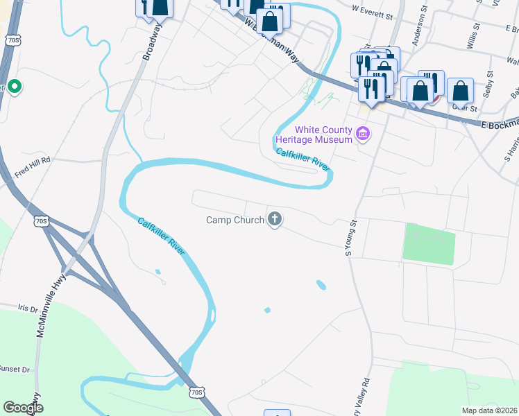 map of restaurants, bars, coffee shops, grocery stores, and more near 145 North Camp Heights Drive in Sparta
