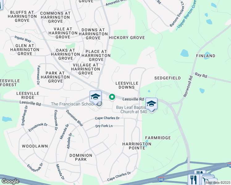 map of restaurants, bars, coffee shops, grocery stores, and more near 11416 Leesville Road in Raleigh