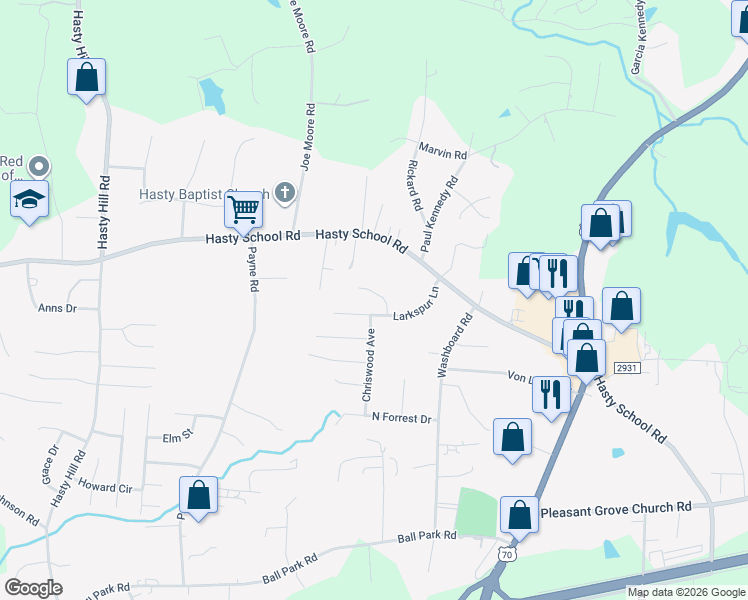 map of restaurants, bars, coffee shops, grocery stores, and more near 9 Skye Trail in Thomasville