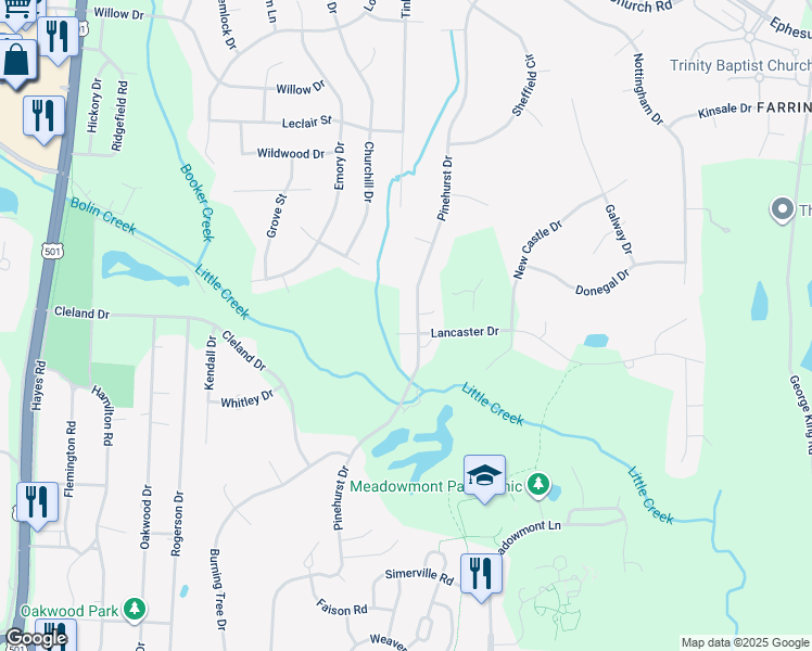 map of restaurants, bars, coffee shops, grocery stores, and more near 928 Pinehurst Drive in Chapel Hill