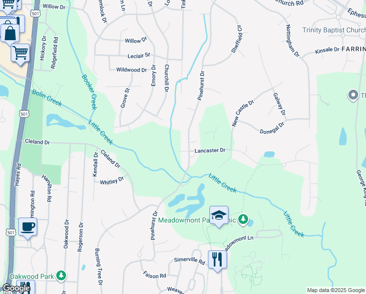 map of restaurants, bars, coffee shops, grocery stores, and more near 928 Pinehurst Drive in Chapel Hill