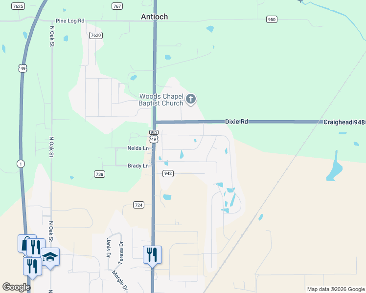 map of restaurants, bars, coffee shops, grocery stores, and more near 113 Sophie Drive in Brookland