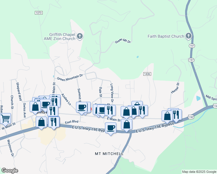 map of restaurants, bars, coffee shops, grocery stores, and more near 96 South View Drive in Burnsville