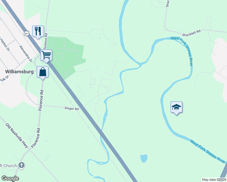 map of restaurants, bars, coffee shops, grocery stores, and more near 5002 Northwest Broad Street in Murfreesboro