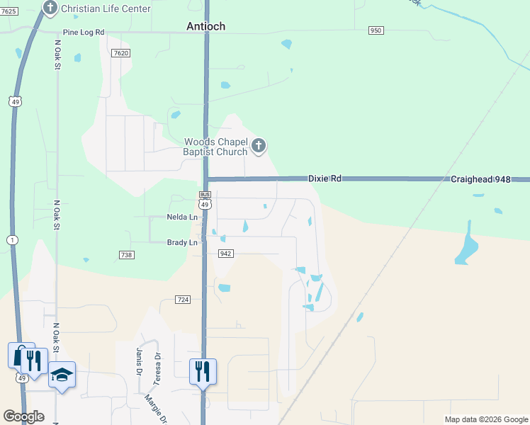 map of restaurants, bars, coffee shops, grocery stores, and more near 121 Sophie Drive in Brookland