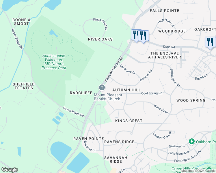 map of restaurants, bars, coffee shops, grocery stores, and more near 10800 September Court in Raleigh