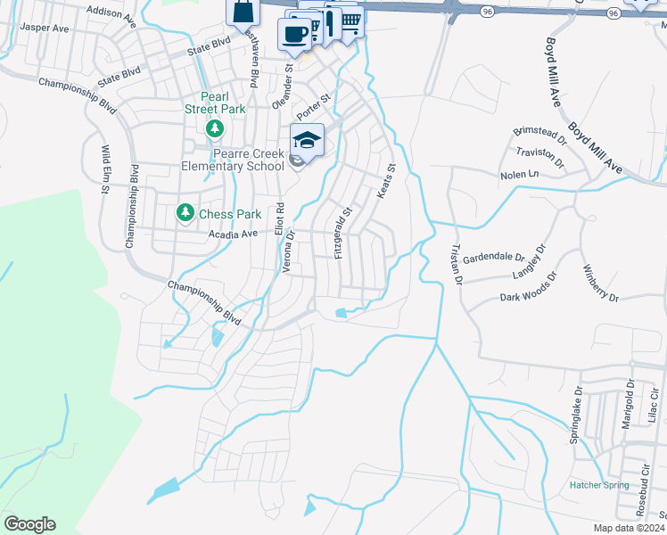 map of restaurants, bars, coffee shops, grocery stores, and more near 316 Fitzgerald Street in Franklin