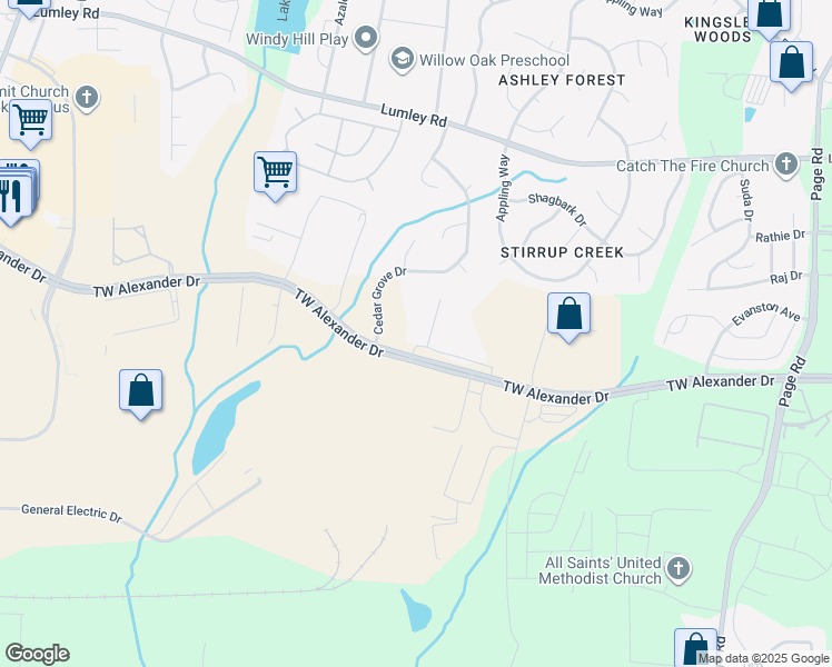map of restaurants, bars, coffee shops, grocery stores, and more near 1951 TW Alexander Drive in Durham