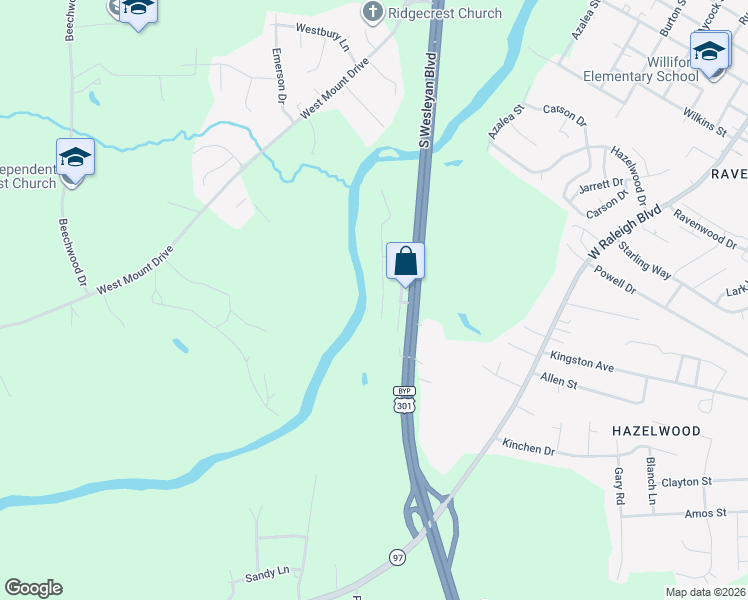 map of restaurants, bars, coffee shops, grocery stores, and more near 8 Overlook Drive in Rocky Mount
