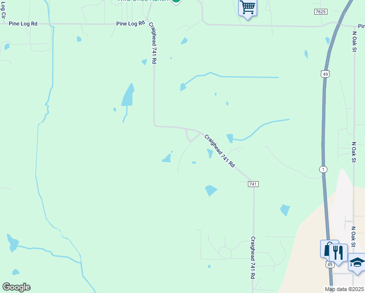map of restaurants, bars, coffee shops, grocery stores, and more near 1581 County Road 741 in Brookland