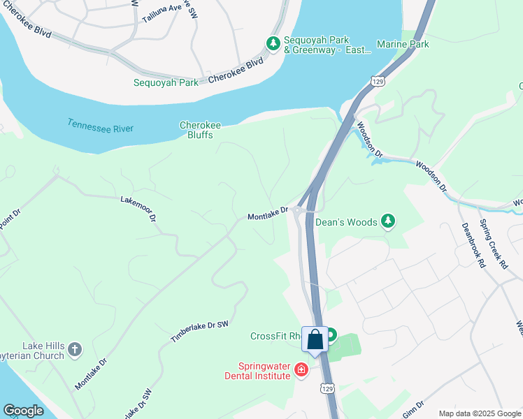 map of restaurants, bars, coffee shops, grocery stores, and more near 3207 Montlake Drive in Knoxville