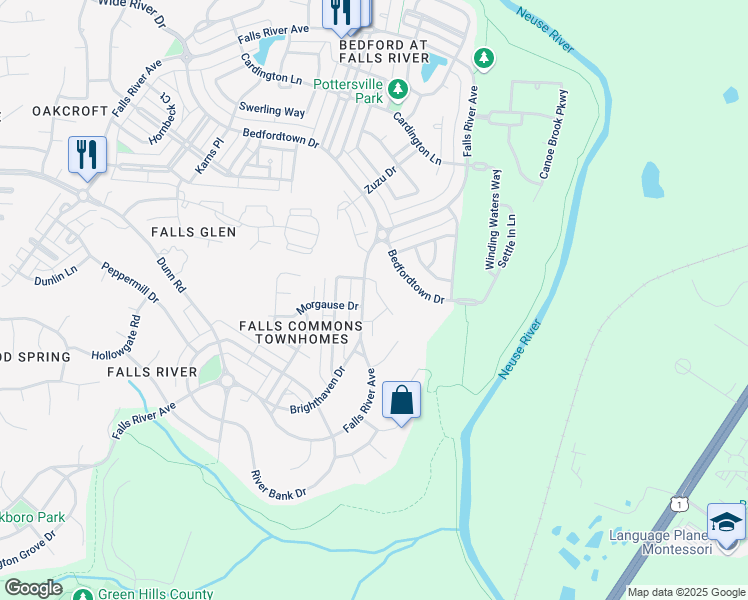 map of restaurants, bars, coffee shops, grocery stores, and more near 11224 Lofty Heights Place in Raleigh