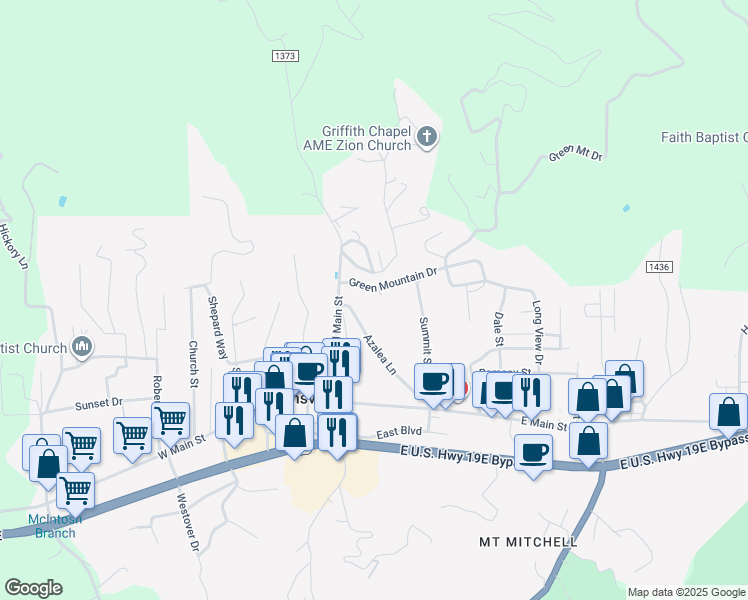 map of restaurants, bars, coffee shops, grocery stores, and more near 12 Green Mountain Drive in Burnsville