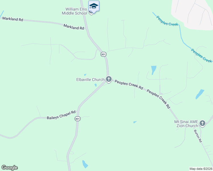 map of restaurants, bars, coffee shops, grocery stores, and more near 2595 North Carolina 801 in Advance