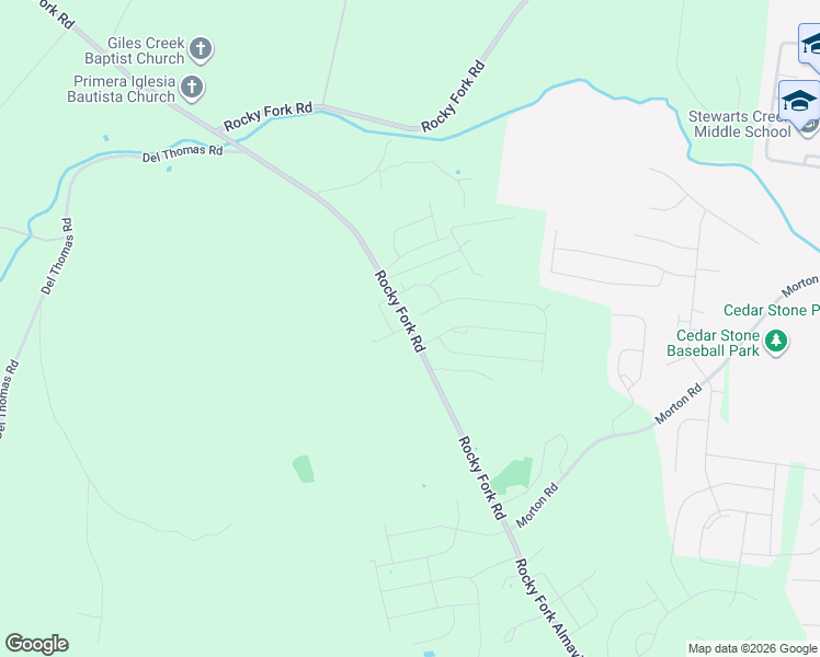 map of restaurants, bars, coffee shops, grocery stores, and more near 8965 Rocky Fork Road in Smyrna