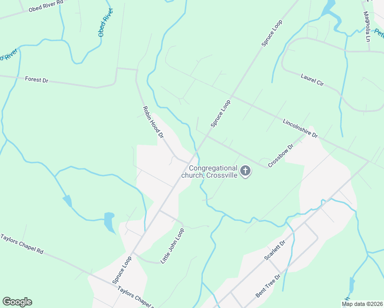 map of restaurants, bars, coffee shops, grocery stores, and more near 2140 Spruce Loop in Crossville