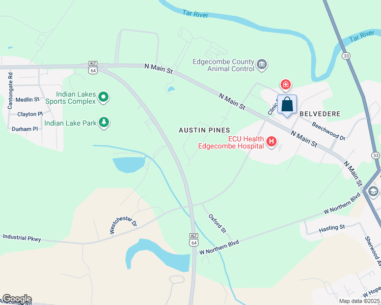 map of restaurants, bars, coffee shops, grocery stores, and more near 316 Cambridge Drive in Tarboro