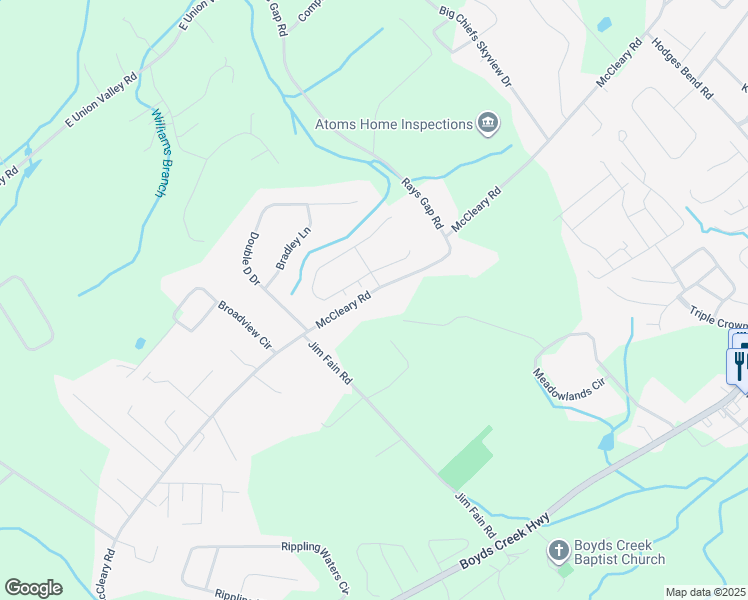 map of restaurants, bars, coffee shops, grocery stores, and more near 2149 McCleary Road in Sevierville