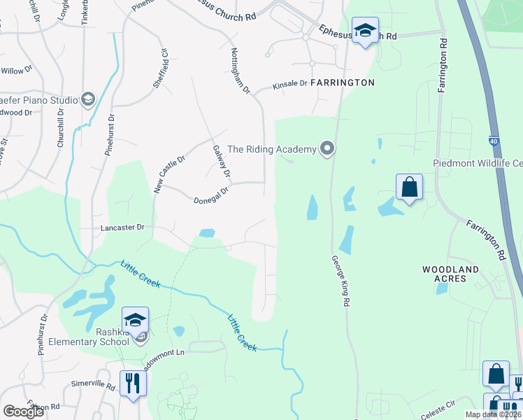 map of restaurants, bars, coffee shops, grocery stores, and more near 117 Tweed Place in Chapel Hill