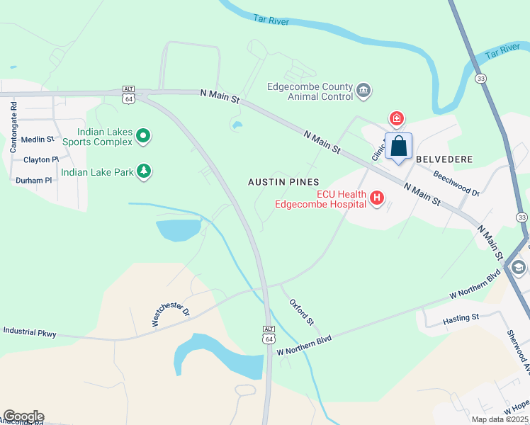 map of restaurants, bars, coffee shops, grocery stores, and more near 316 Cambridge Drive in Tarboro