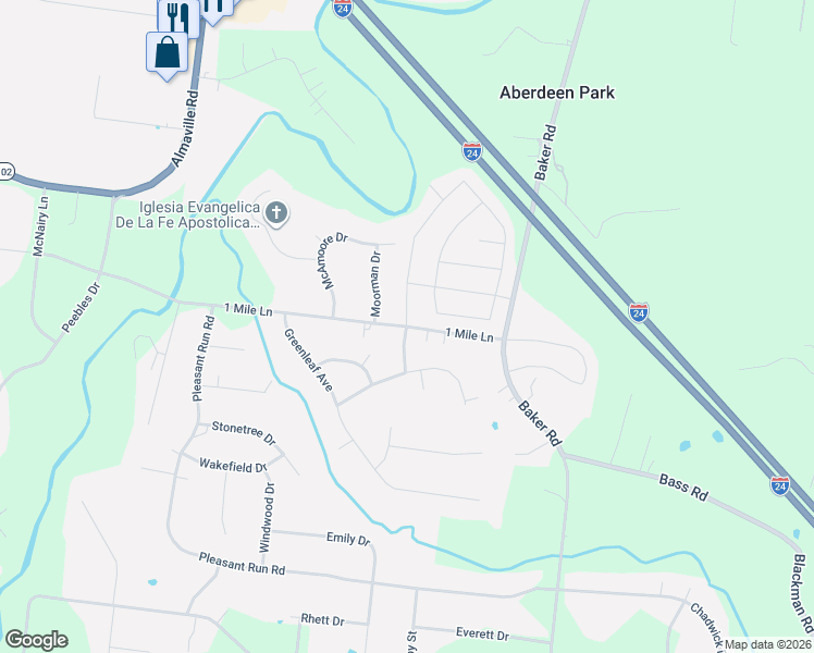 map of restaurants, bars, coffee shops, grocery stores, and more near 117 1 Mile Lane in Smyrna